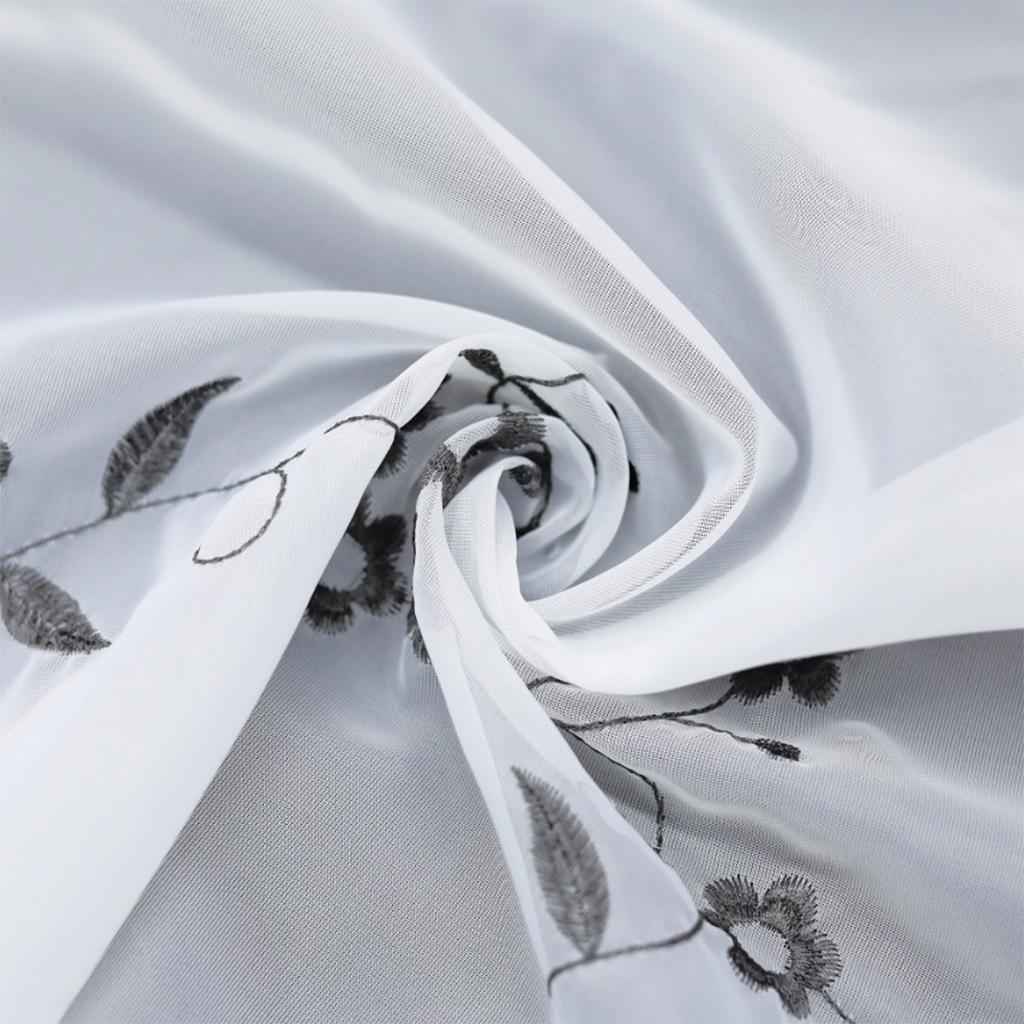 Embroidered Window Tiers Kitchen Cafe Half Curtains Gray 30x120cm