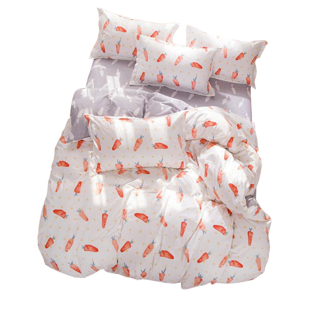 Four pieces of Aloe Cotton Duvet Covers Quilt Cover+Bedsheet +Pillow Cases Carrots-M