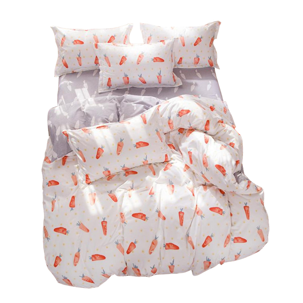 Four pieces of Aloe Cotton Duvet Covers Quilt Cover+Bedsheet +Pillow Cases Carrots-M