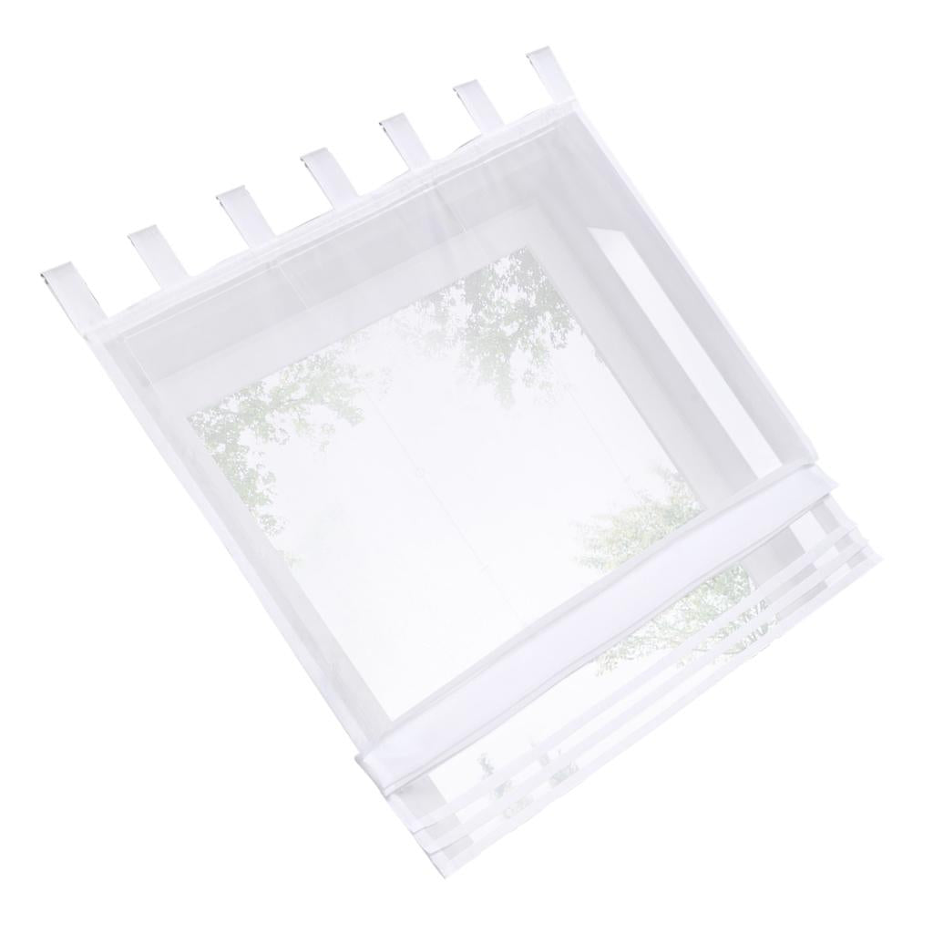 Sheer Voile Roman Blinds Curtains for Bedroom Kitchen Balcony White-60×155cm