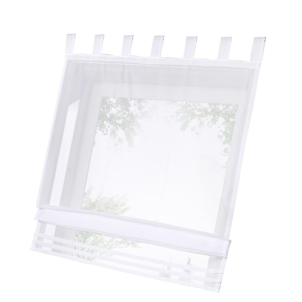 Sheer Voile Roman Blinds Curtains for Bedroom Kitchen Balcony White-60×155cm