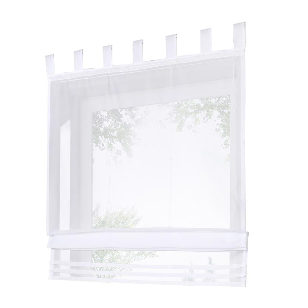 Sheer Voile Roman Blinds Curtains for Bedroom Kitchen Balcony White-60×155cm
