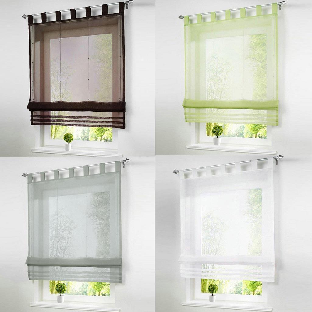 Sheer Voile Roman Blinds Curtains for Bedroom Kitchen Balcony White-60×155cm