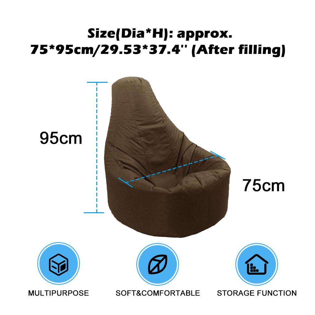 XXL Recliner Gaming Beanbag Chair Cover Adult Seat Pod Bag Cover Coffee