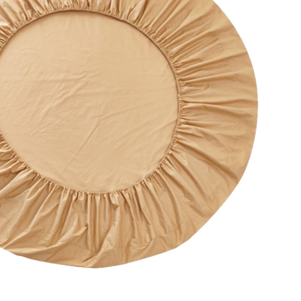 Solid Color Pure Cotton Round Bed Spread Fitted Sheet Covers Camel