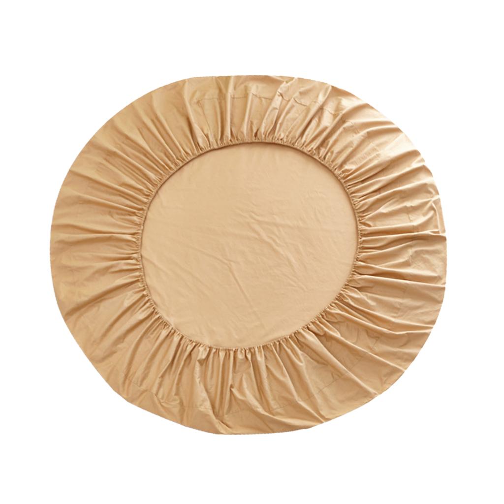 Solid Color Pure Cotton Round Bed Spread Fitted Sheet Covers Camel