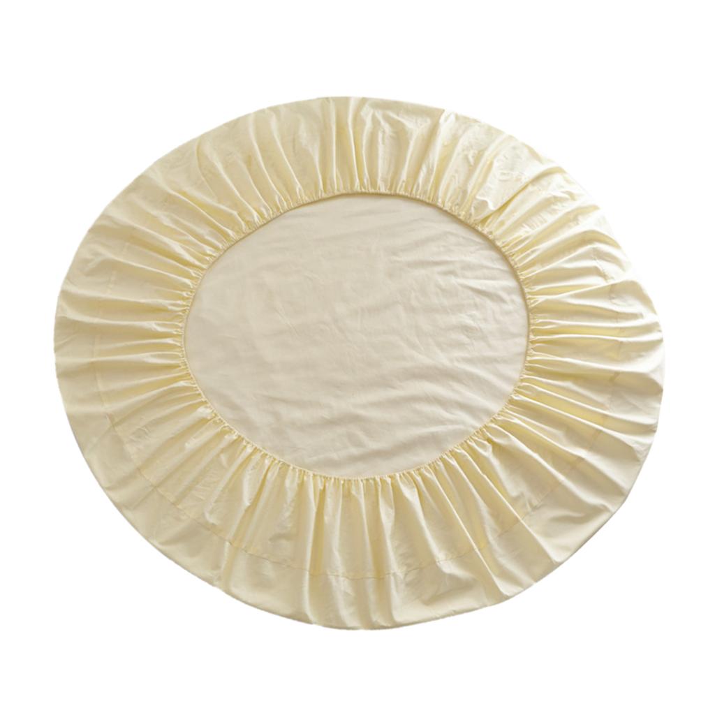 Solid Color Pure Cotton Round Bed Spread Fitted Sheet Covers Beige