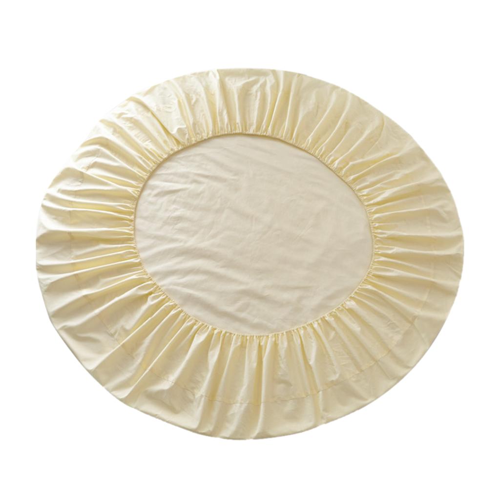 Solid Color Pure Cotton Round Bed Spread Fitted Sheet Covers Beige