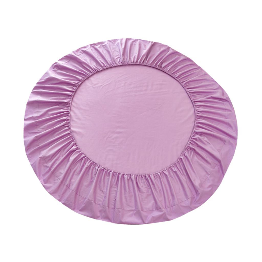Solid Color Pure Cotton Round Bed Spread Fitted Sheet Covers Lilac
