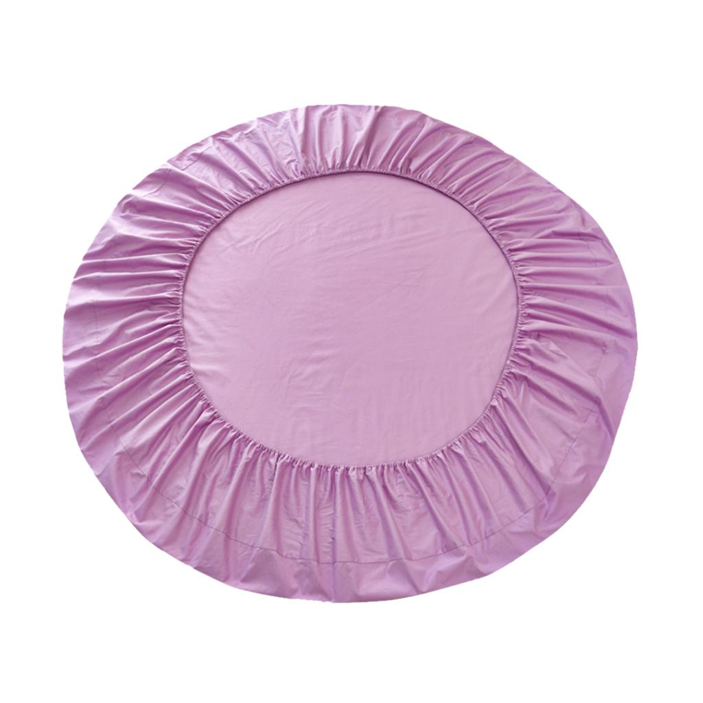 Solid Color Pure Cotton Round Bed Spread Fitted Sheet Covers Lilac