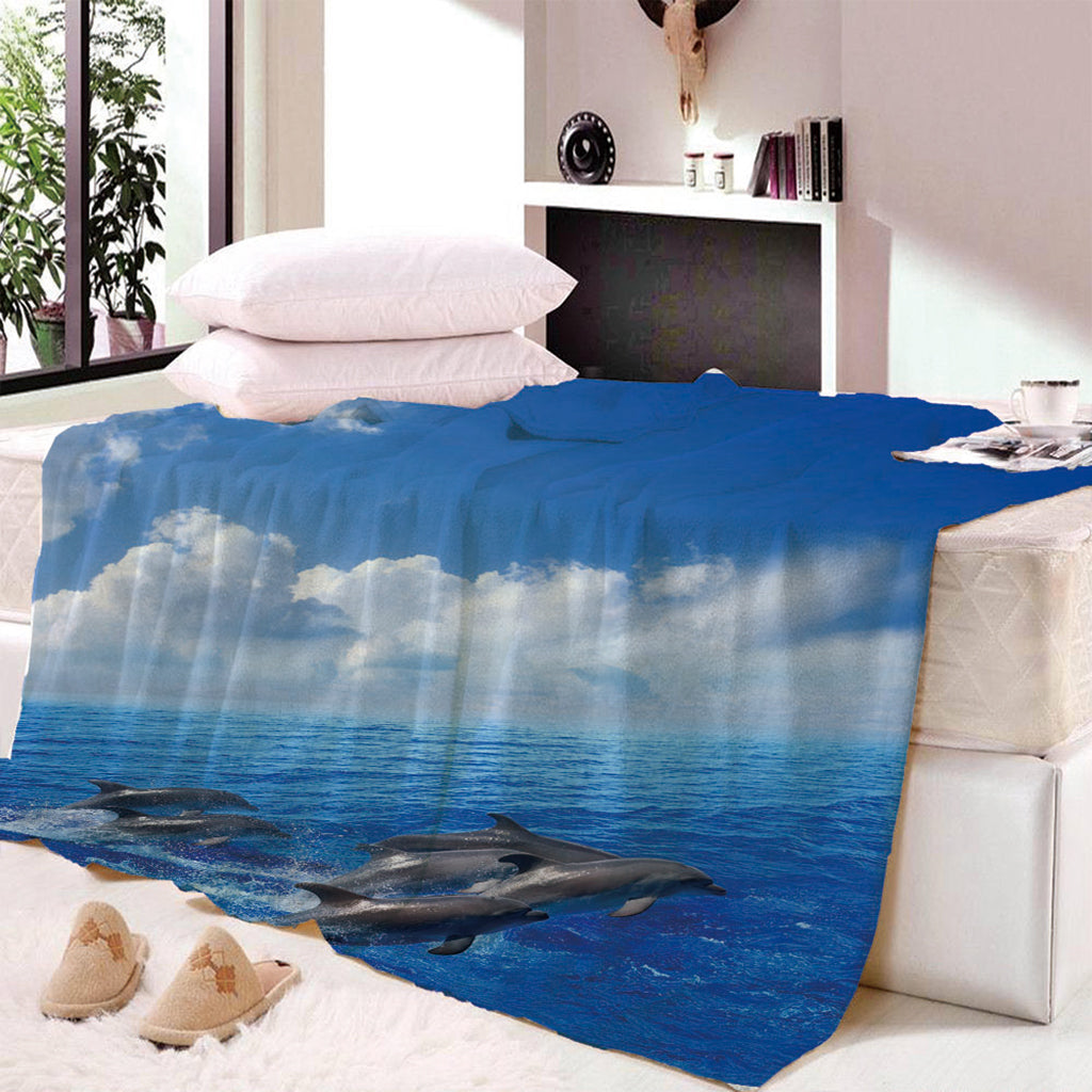 Digital Printing Flannel Blanket Soft Bed Sofa Throw Dolphin 150x200cm