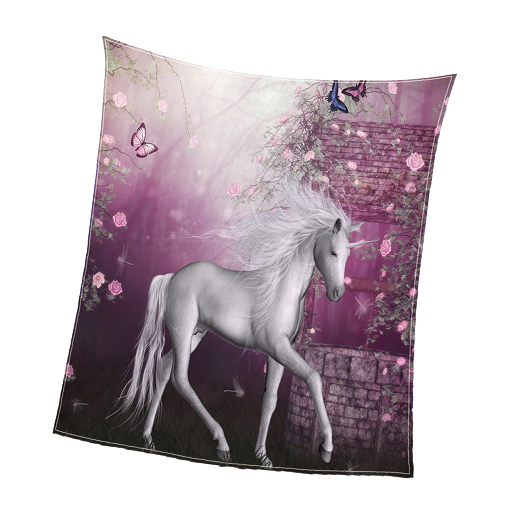 Digital Printing Flannel Blanket Soft Bed Sofa Throw Unicorn 130x150cm