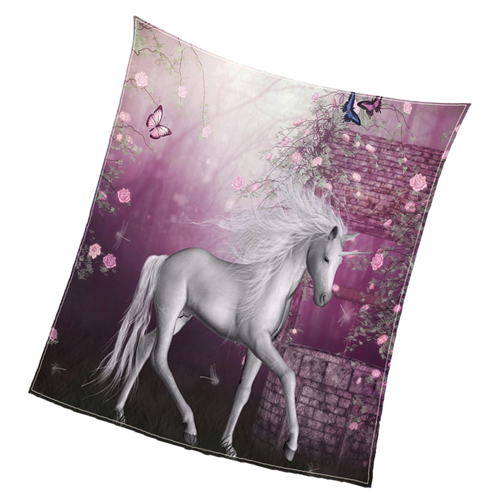 Digital Printing Flannel Blanket Soft Bed Sofa Throw Unicorn 130x150cm