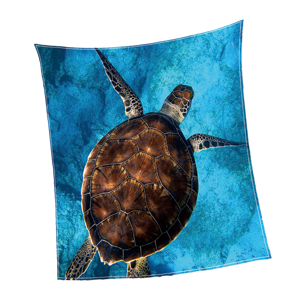 Digital Printing Flannel Blanket Soft Bed Sofa Throw Sea Turtle 130x150cm