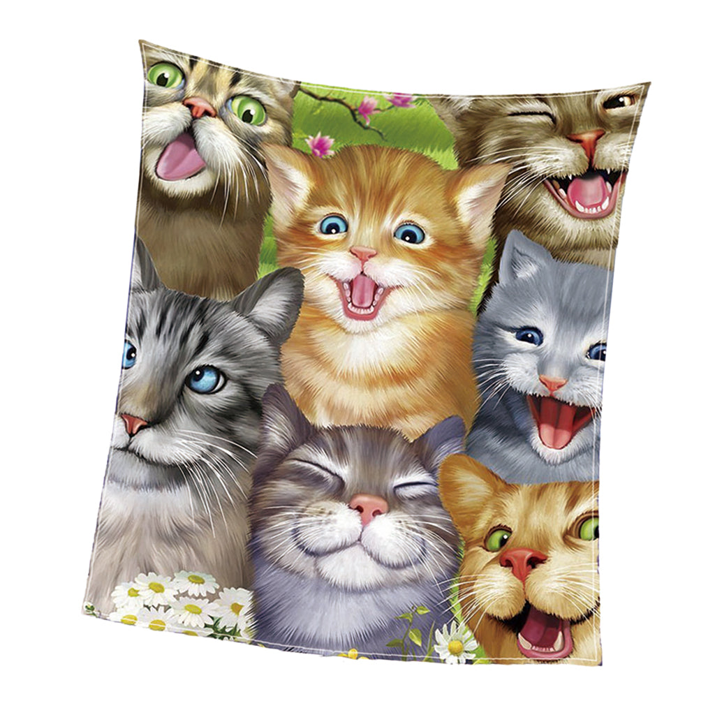 Digital Printing Flannel Blanket Soft Bed Sofa Throw Cats 150x200cm