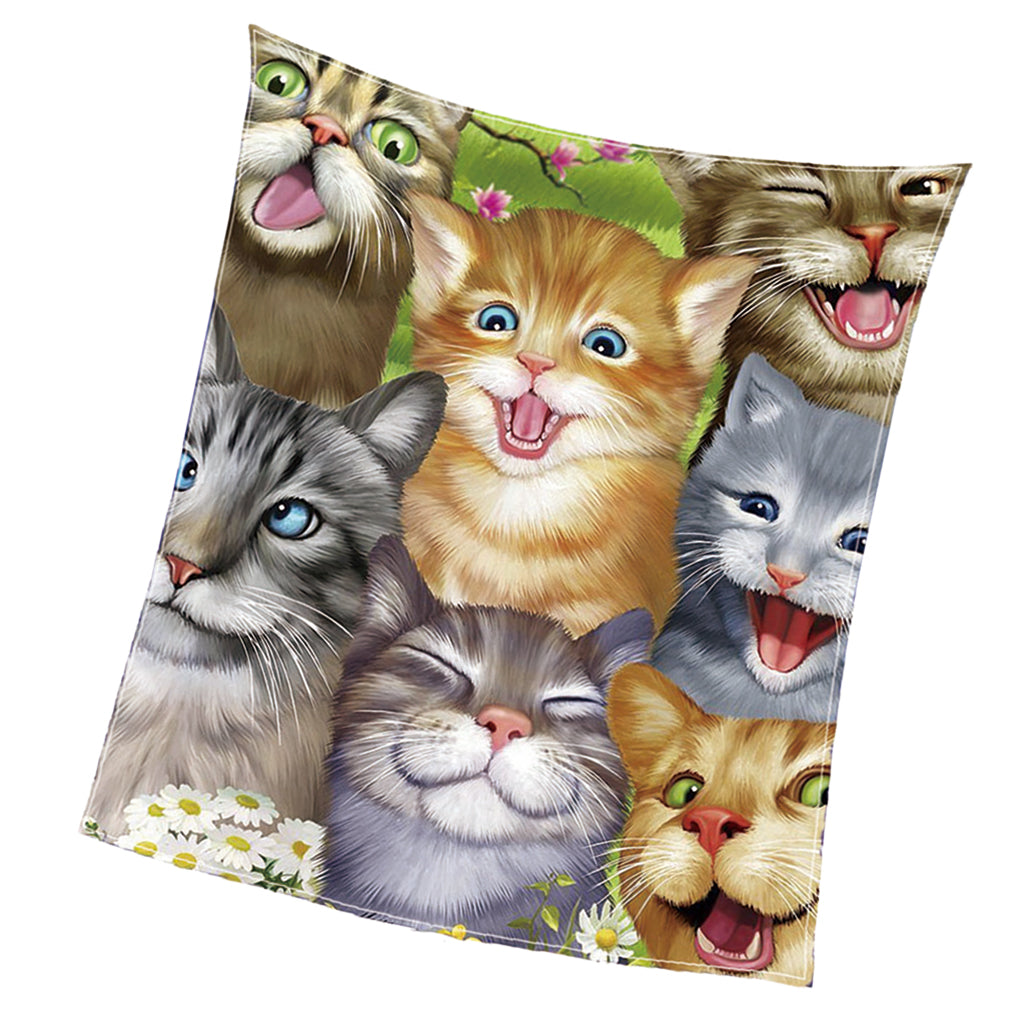Digital Printing Flannel Blanket Soft Bed Sofa Throw Cats 150x200cm