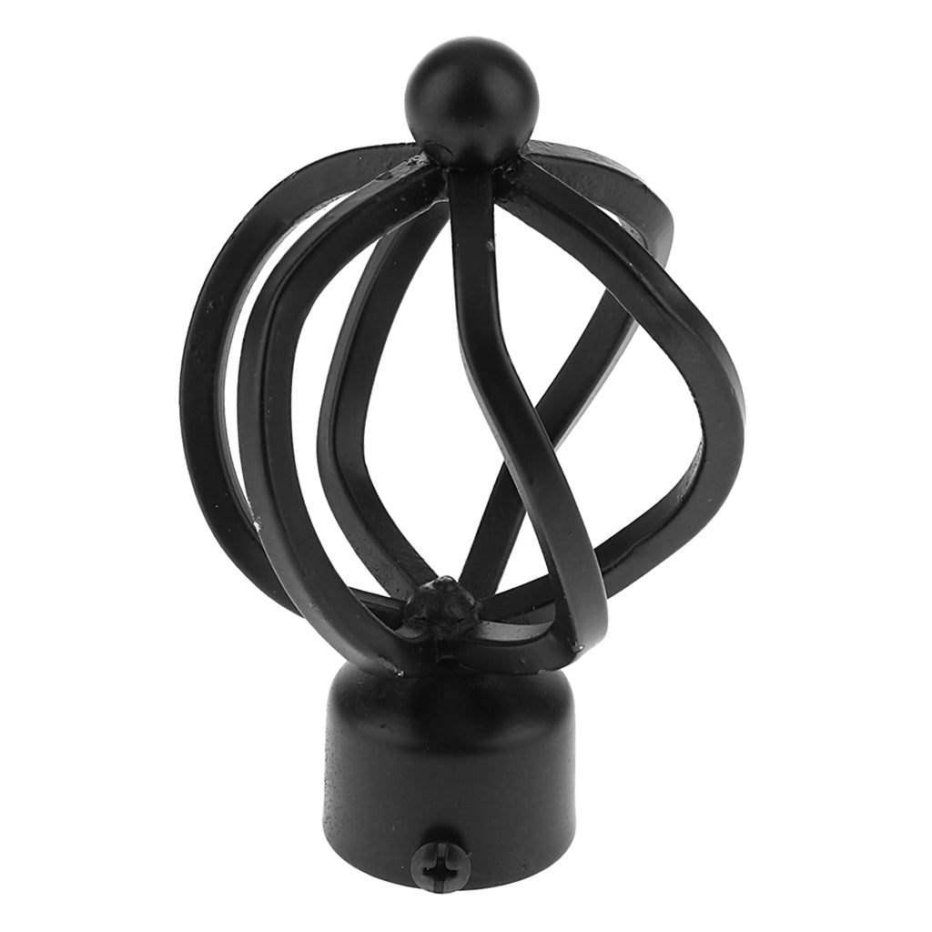 28mm Aluminum Alloy Curtain Rod Cap Drapery Pole Finials Style 3-Black