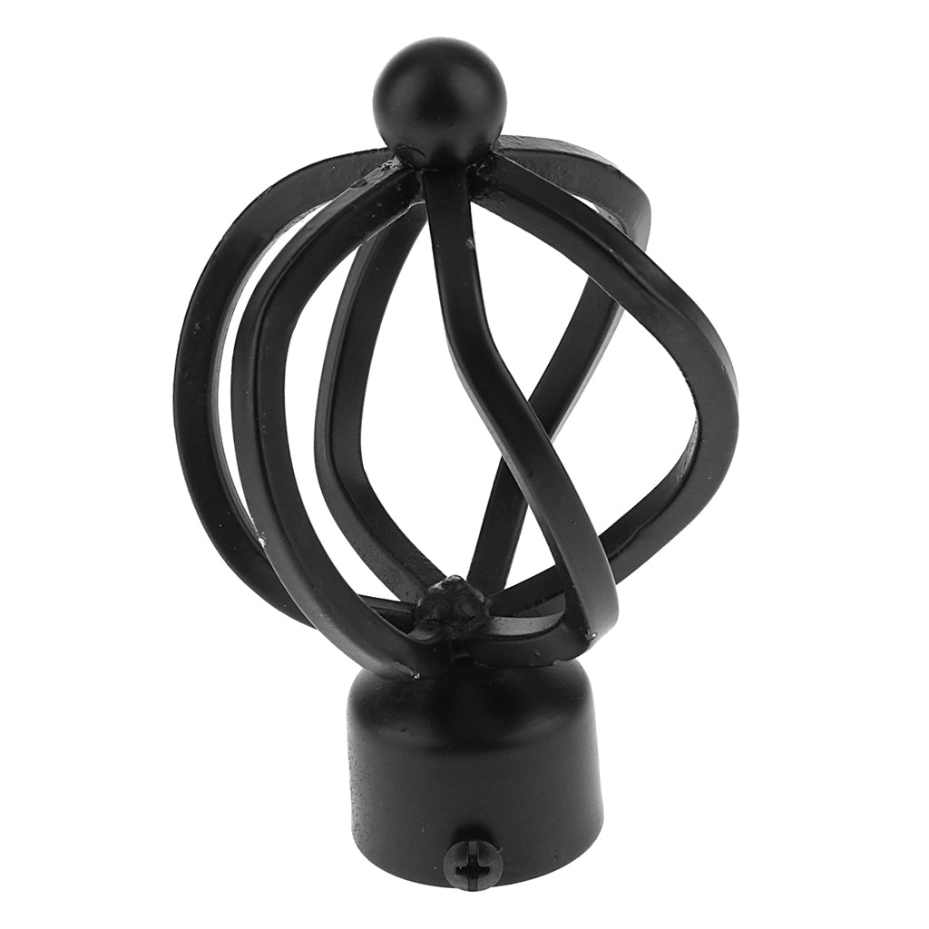 28mm Aluminum Alloy Curtain Rod Cap Drapery Pole Finials Style 3-Black