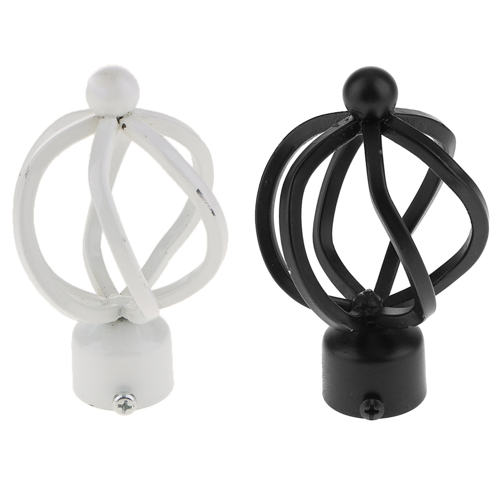 28mm Aluminum Alloy Curtain Rod Cap Drapery Pole Finials Style 3-Black
