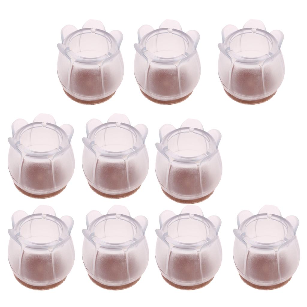 10 Pieces Clear Chair Leg Floor Protectors Furniture Pads Round Leg 22-28mm