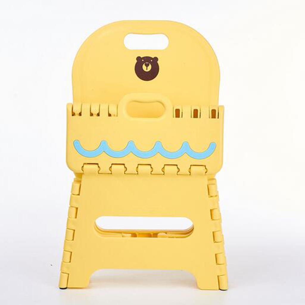 Kids Plastic Foldable Chair Folding Step Stool with Backrest Yellow_S
