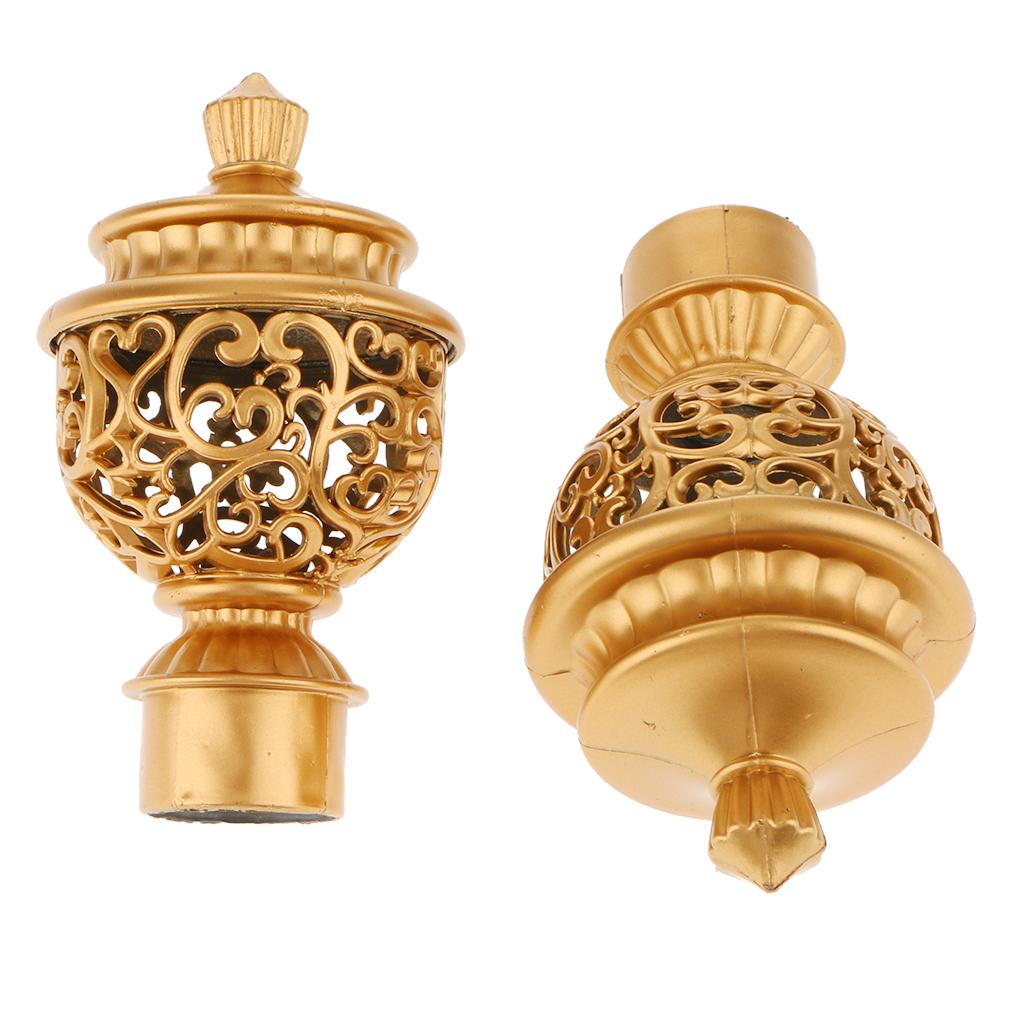 1 Pair Retro Curtain Decorative Pole Rod Finials Ends Heads 28mm Golden D