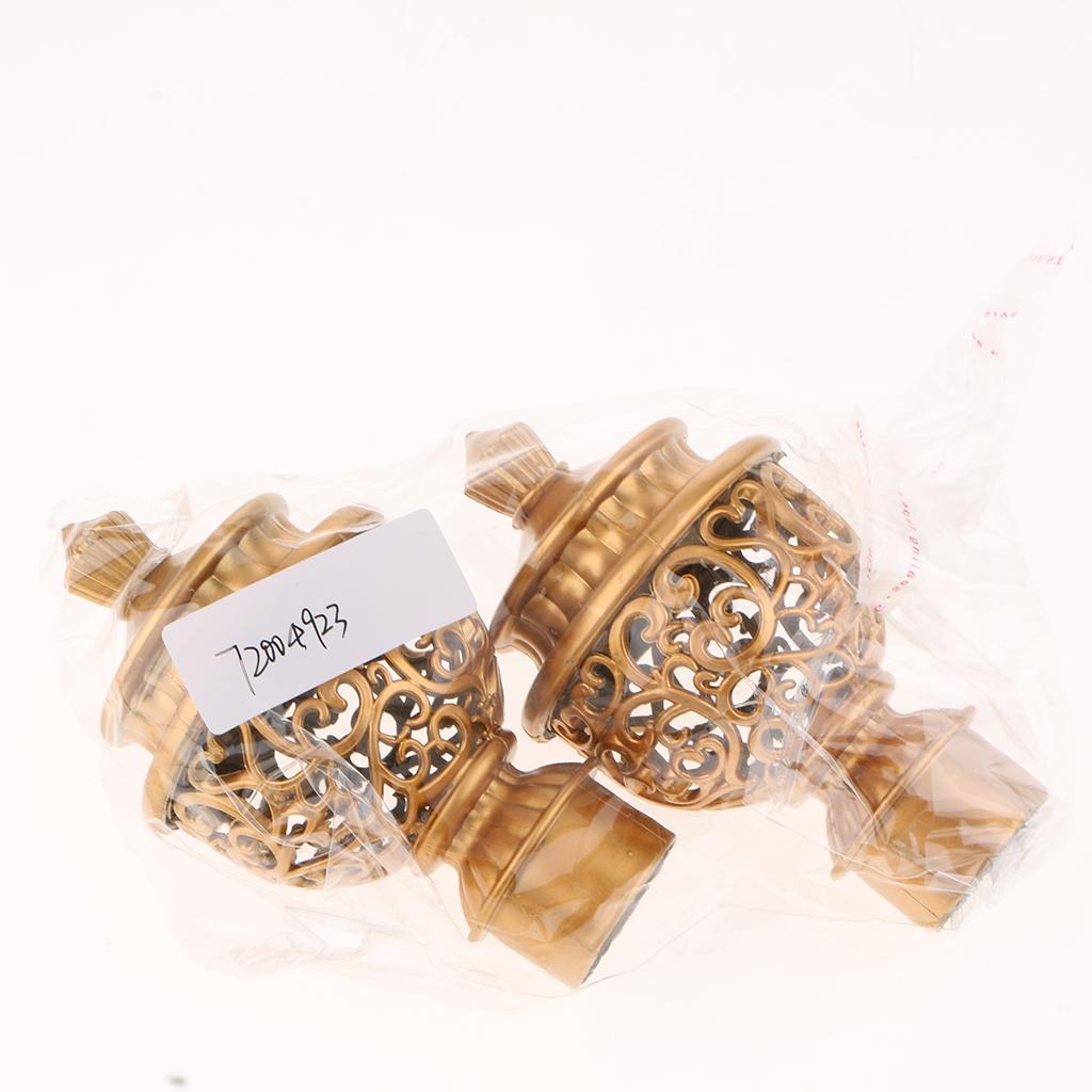 1 Pair Retro Curtain Decorative Pole Rod Finials Ends Heads 28mm Golden D