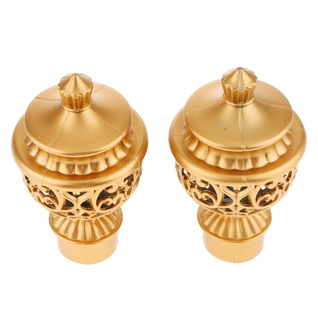 1 Pair Retro Curtain Decorative Pole Rod Finials Ends Heads 28mm Golden D