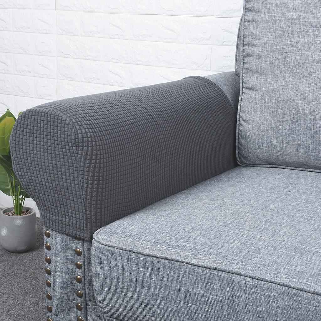 2pcs Stretch Non-slip Sofa Armrest Covers Loveseat Slipcover Protectors Grey