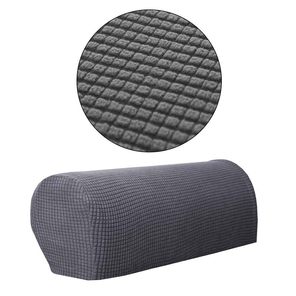 2pcs Stretch Non-slip Sofa Armrest Covers Loveseat Slipcover Protectors Grey
