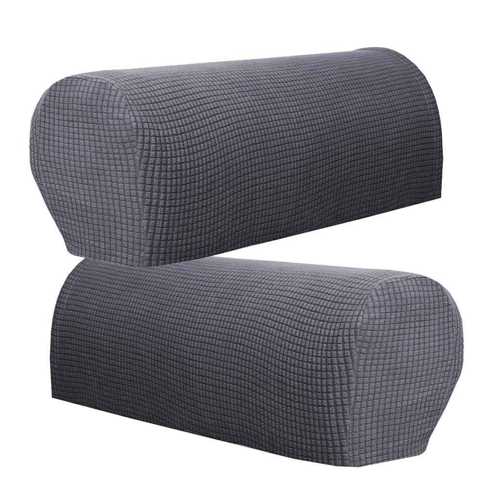 2pcs Stretch Non-slip Sofa Armrest Covers Loveseat Slipcover Protectors Grey