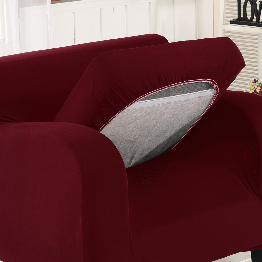 Jacquard Polyester Spandex Sofa Seat Cushion Chair Cushion - Wine Red