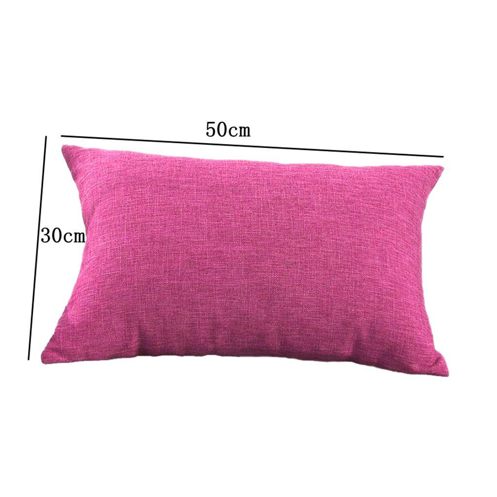 Linen Replacement Cover Pillowcase for Sofa Throw Waist Cushions Rose Red