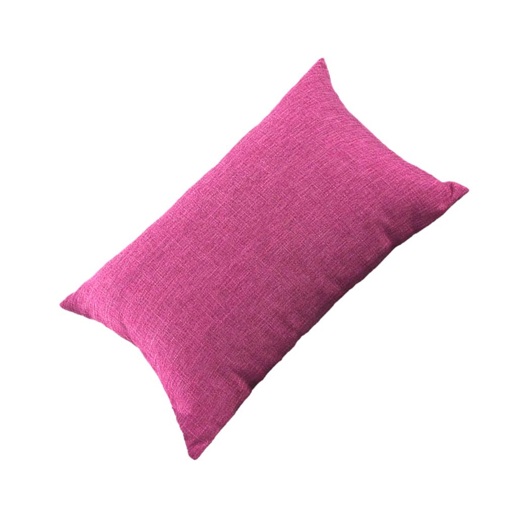 Linen Replacement Cover Pillowcase for Sofa Throw Waist Cushions Rose Red