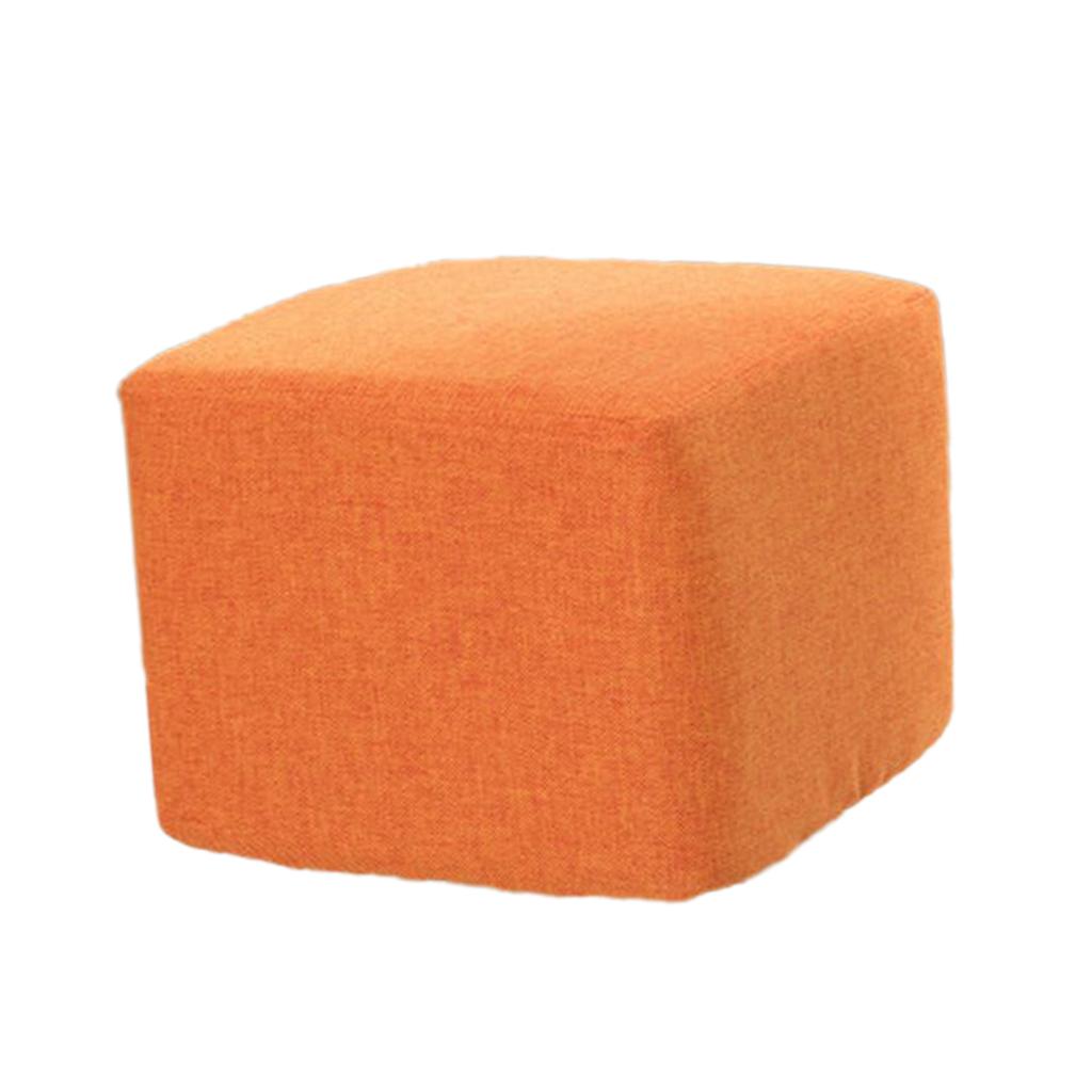 Cotton Linen Square Stool Seat Replacement Covers Orange-28x28x18cm