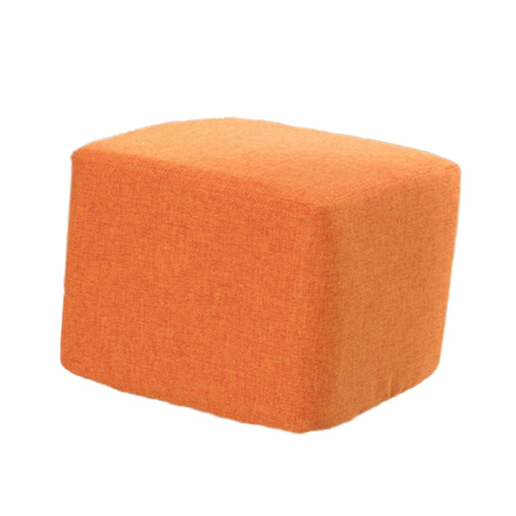 Cotton Linen Square Stool Seat Replacement Covers Orange-28x28x18cm