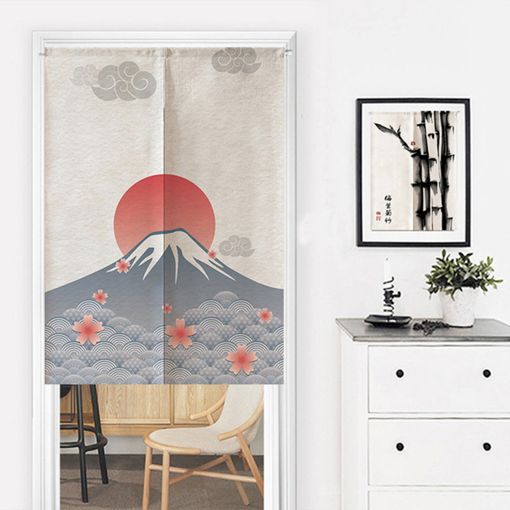 Japanese Style Cotton Linen Doorway Curtain Seawaves-85x120cm