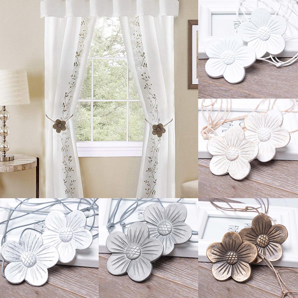 1 Piece Flower Shape Magnetic Curtain Tie Back White