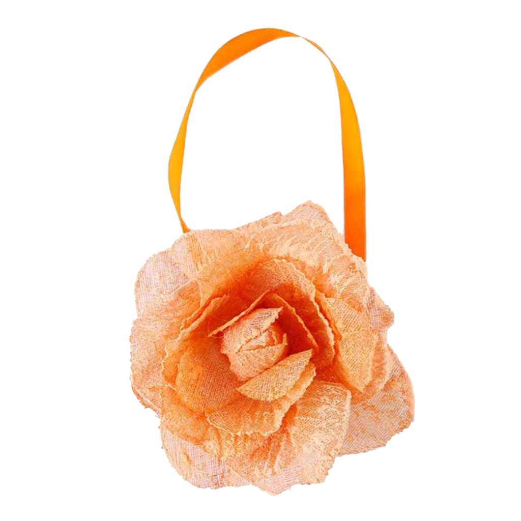 Seersucker Flower Magnetic Decorative Curtain Drapes Tiebacks Orange