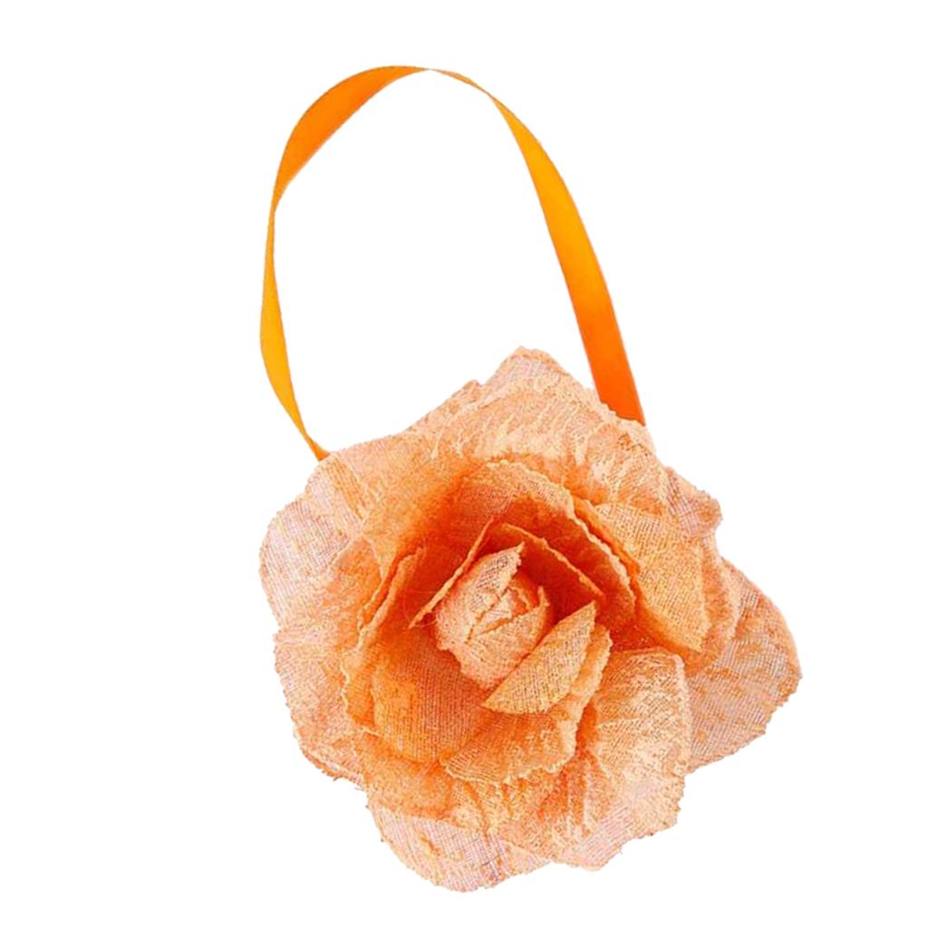 Seersucker Flower Magnetic Decorative Curtain Drapes Tiebacks Orange