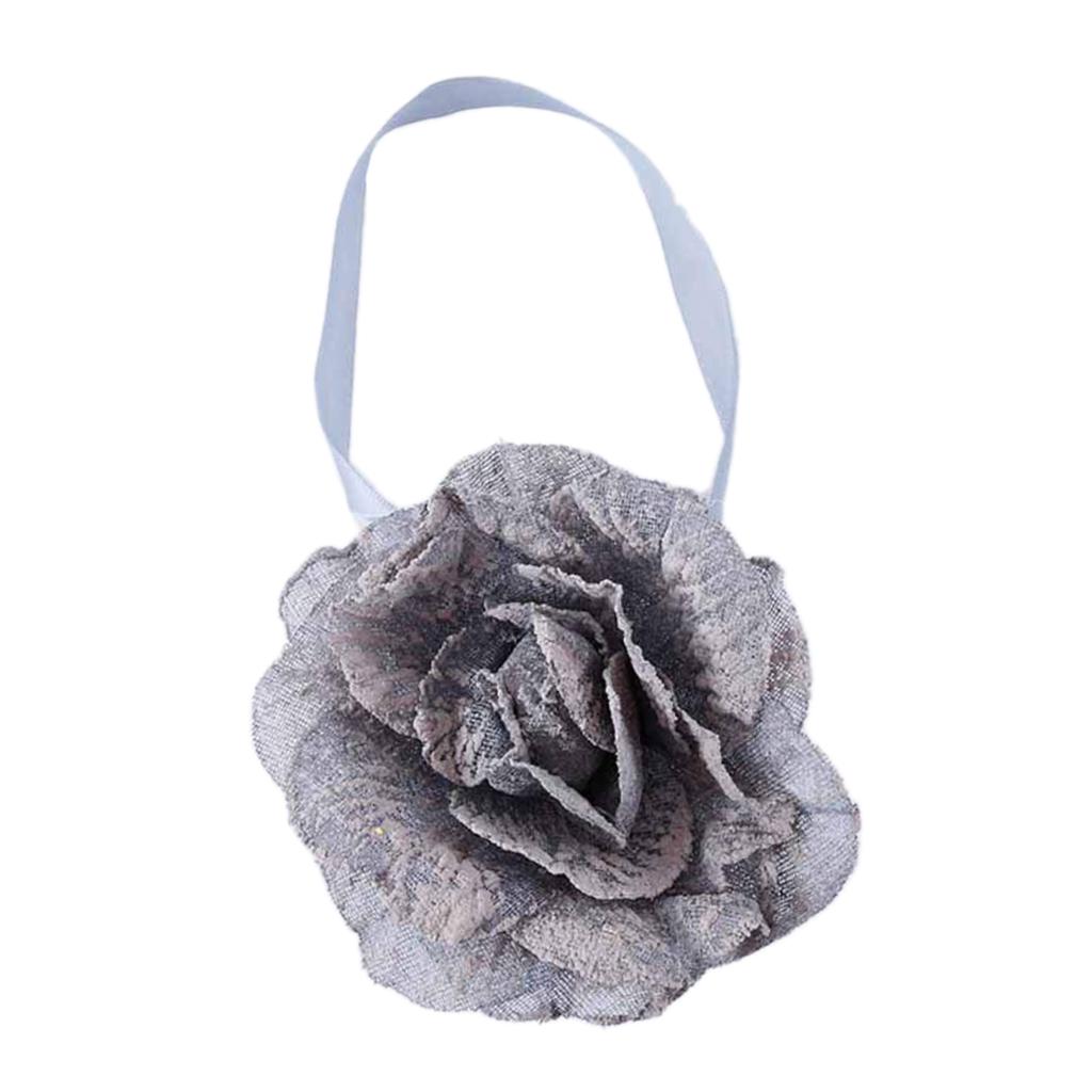 Seersucker Flower Magnetic Decorative Curtain Drapes Tiebacks Grey