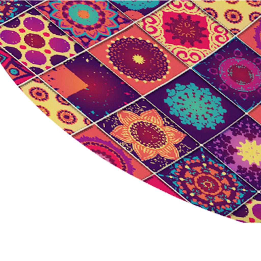 Elastic Edged Waterproof Backed Fitted Table Cover Cloth Flower 1.2m