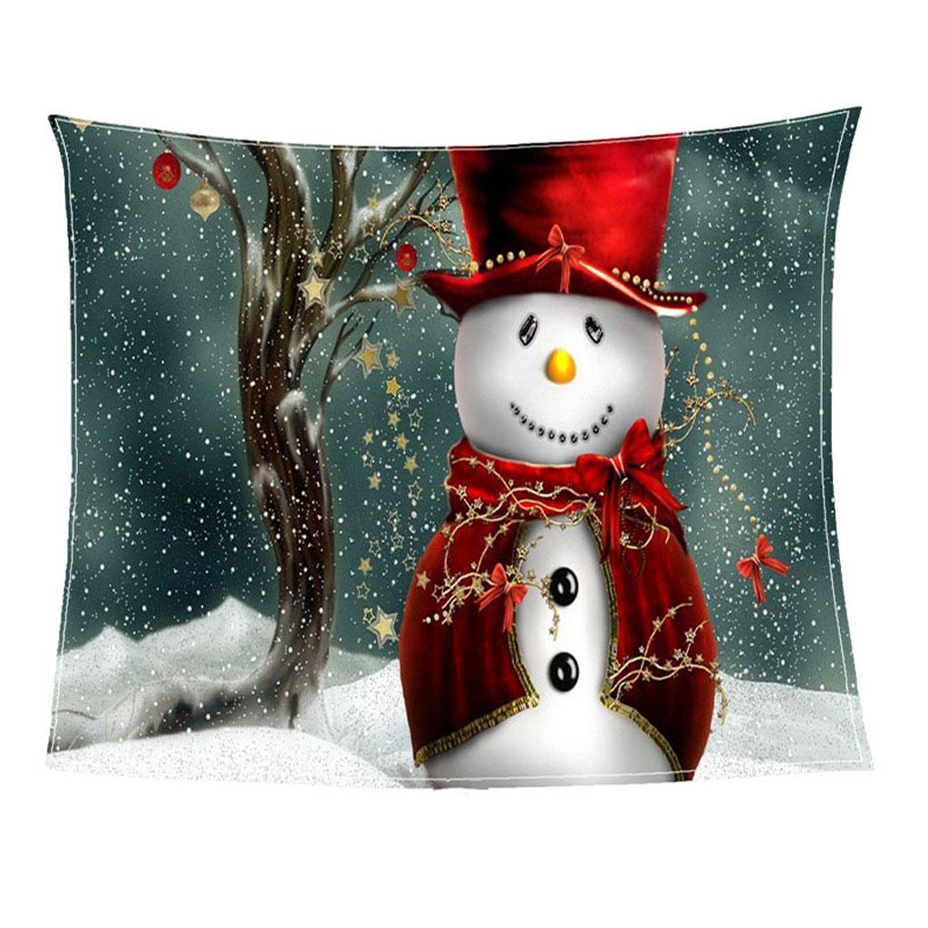 Digital Printing Flannel Blanket Bed Sofa Throw Snowman_3 150x200cm