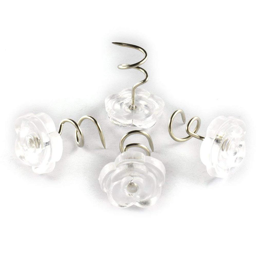 Clear Heads Twist Pins Spiral Screws for Upholstery Rose Shape L 20 Pack
