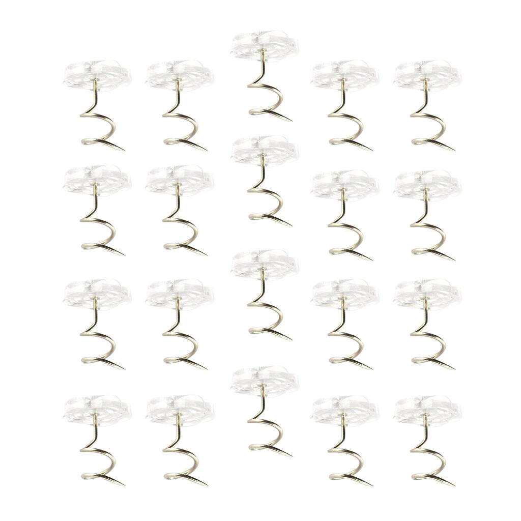 Clear Heads Twist Pins Spiral Screws for Upholstery Rose Shape L 20 Pack