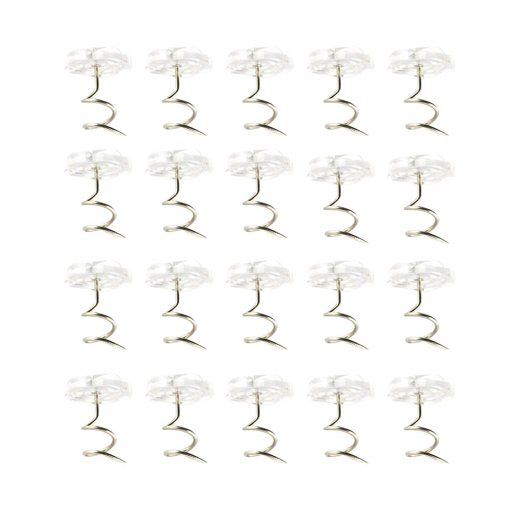 Clear Heads Twist Pins Spiral Screws for Upholstery Rose Shape L 20 Pack