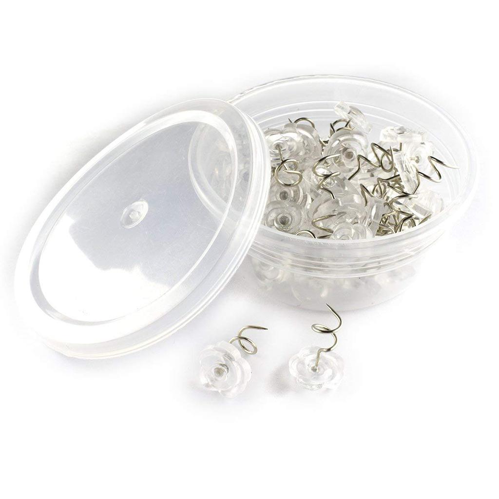 Clear Heads Twist Pins Spiral Screws for Upholstery Rose Shape L 20 Pack