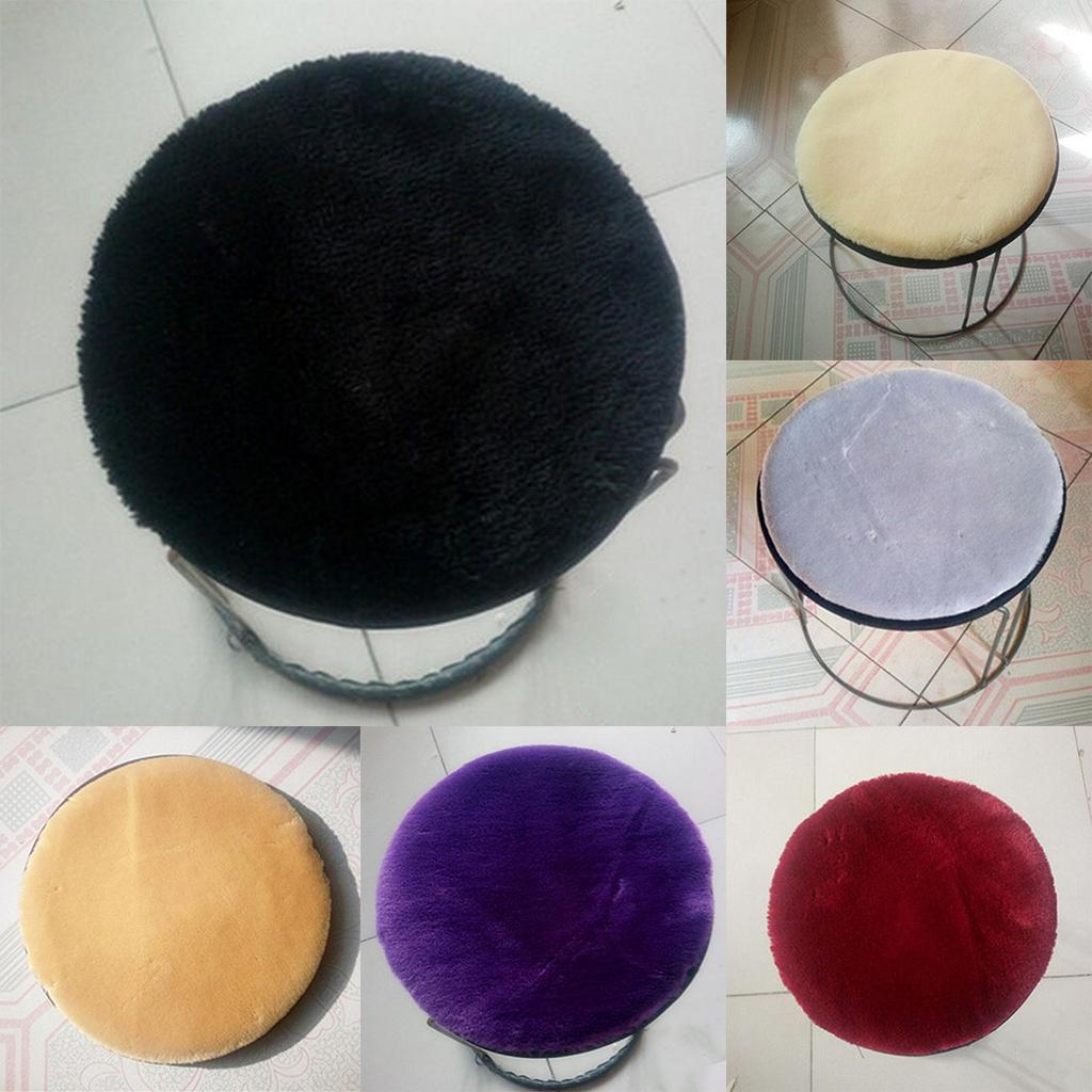 Non Slip Round Chair Cover Seat Pads with Buckle Black - 35cm (14 inch)