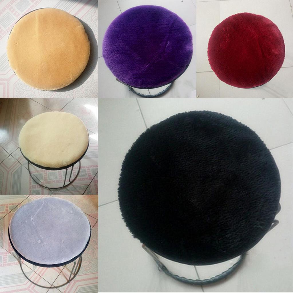 Non Slip Round Chair Cover Seat Pads with Buckle Black - 35cm (14 inch)