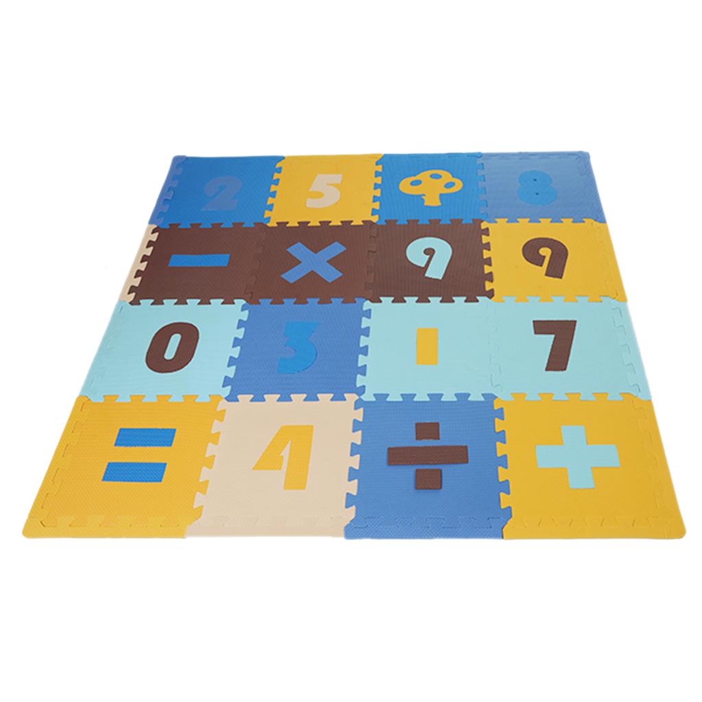 16 Pieces Arithmetic Numbers Foam Puzzle Interlocking Tiles with Frame